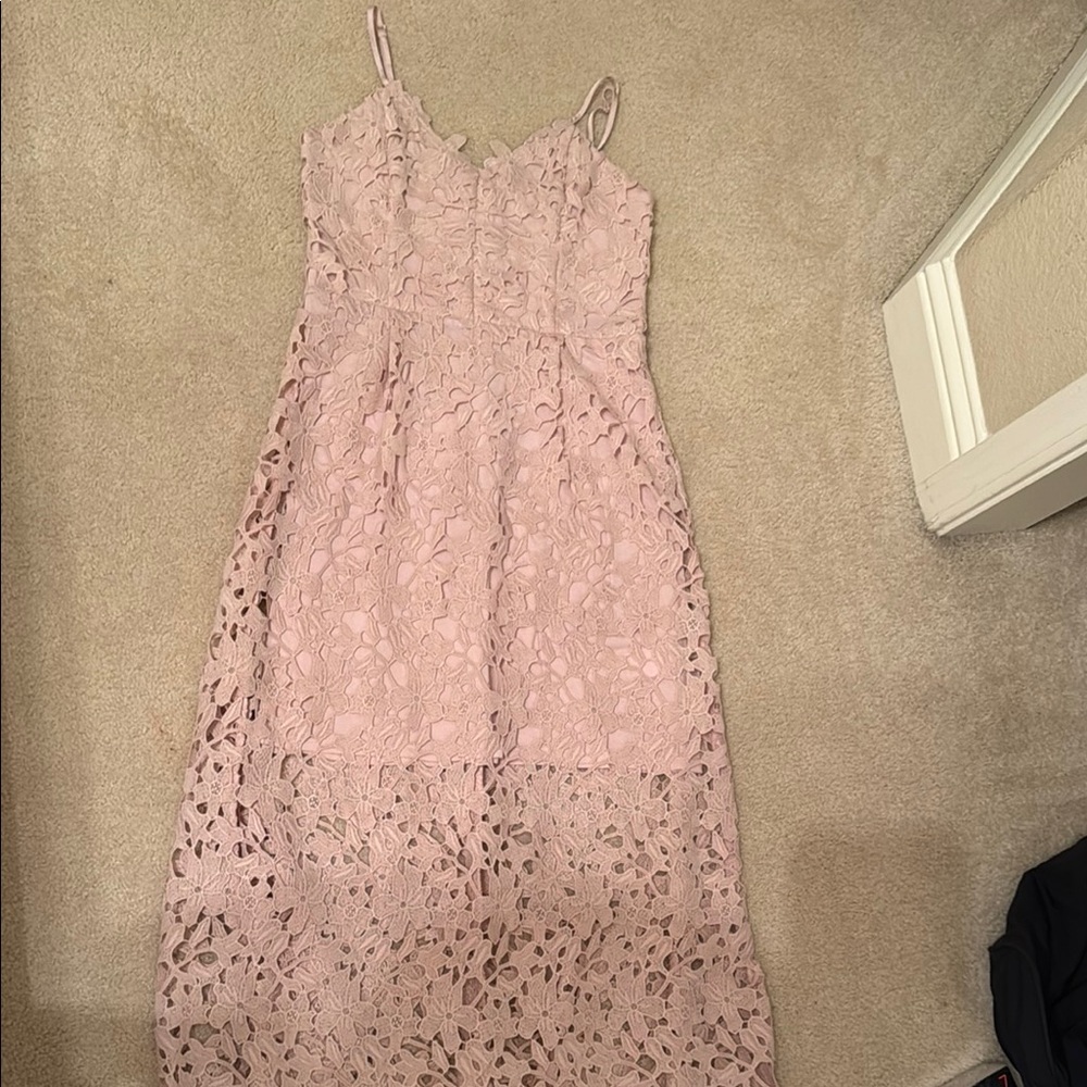 Express Pink Spaghetti Strap Midi Sundress